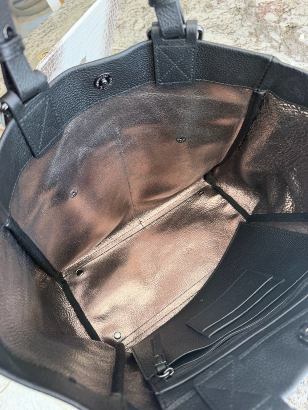 Botkier Black Pebbled Leather Tote with Logo Strap - Picture 6 of 11